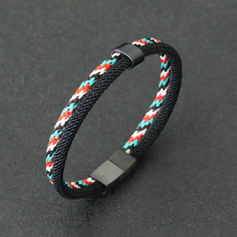 Men's Minimalist Temperament Magnetic Closure Bracelet, Casual Trendy Braided Bracelet, Fashionable Jewelry for Daily & Party Decoration, Exquisite Bracelet, Jewelry Bracelets