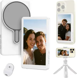 Magnetic Phone Vlog Selfie Monitor Screen - Back Camera Selfie Monitor - 1080P Display can Wirelessly Connect to Mobile Phones - Rear Camera Selfie Screen with Remote Controller(White)