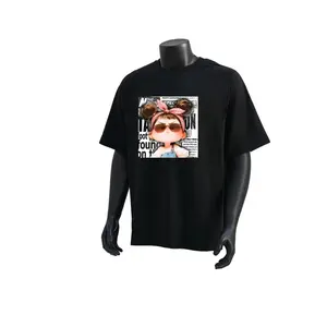 Lulu Plain T-shirt with Newspaper Print for Girls Model 161 Made in Mexico