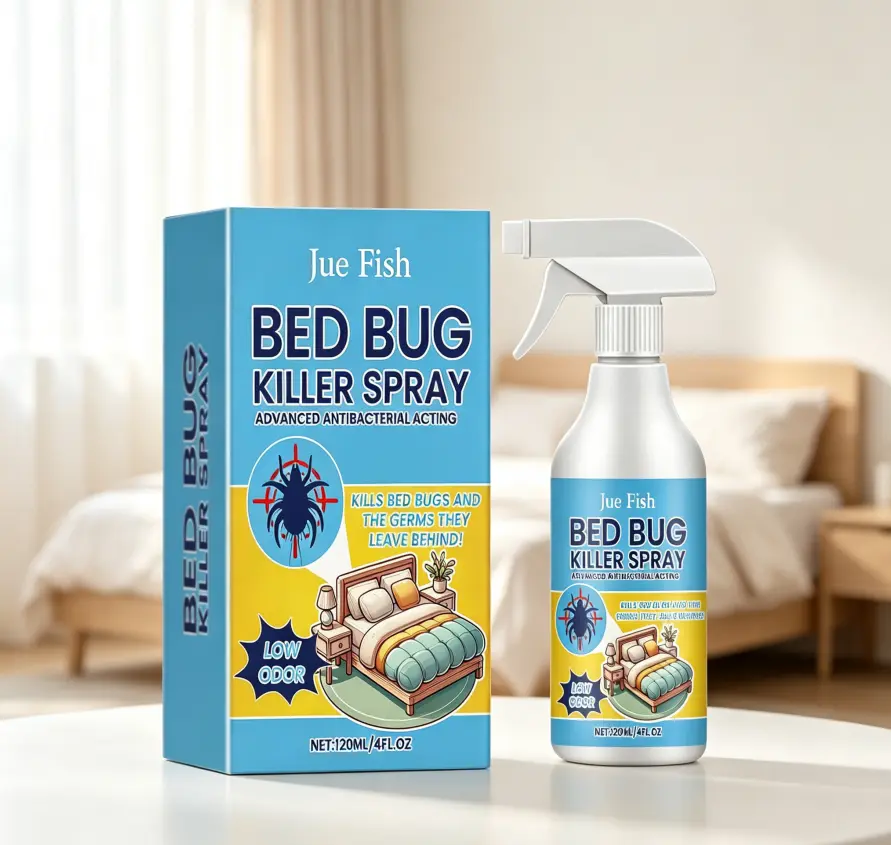 Indoor Home Bed Bug Killer Spray with Low Odor, Powerful Bed Bug Removal Spray, Works on Mattress, Sofa, Carpets & Fabrics, Remove Bed Bugs and Germs, 120ml