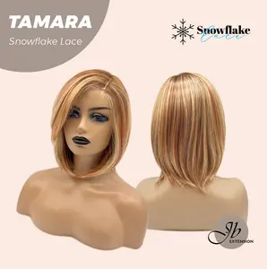 JBEXTENSION 10 Inches Sunset Blush Pre-Cut Side Part Snowflake Lace Frontlace Glueless Wig TAMARA【BENDY EAR TABS】