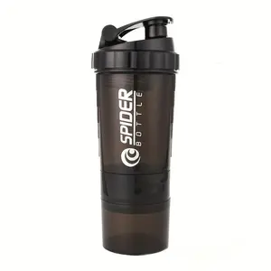 Portable Protein Shaker Bottle, 500ML Sports Water Bottle with Pill Box & Mixing Ball, Leak Proof Shaker Bottle for Gym, Training, Camping