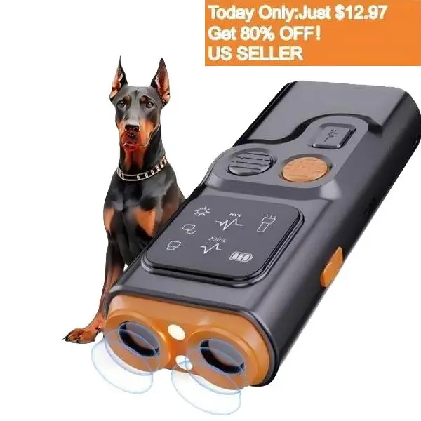 Dog Bark Guard - Professional Dog Training Tool w/ 2X Sonic Emitters 30ft Range Ultra-Long Range - Dog Bark Deterrent and Anti Barking Device for Dogs