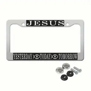 Jesus Letter Metal Car License Plate Frame, Us Standard Easy Installation, 2pcs, Durable & Stylish Design, Perfect for Any Vehicle