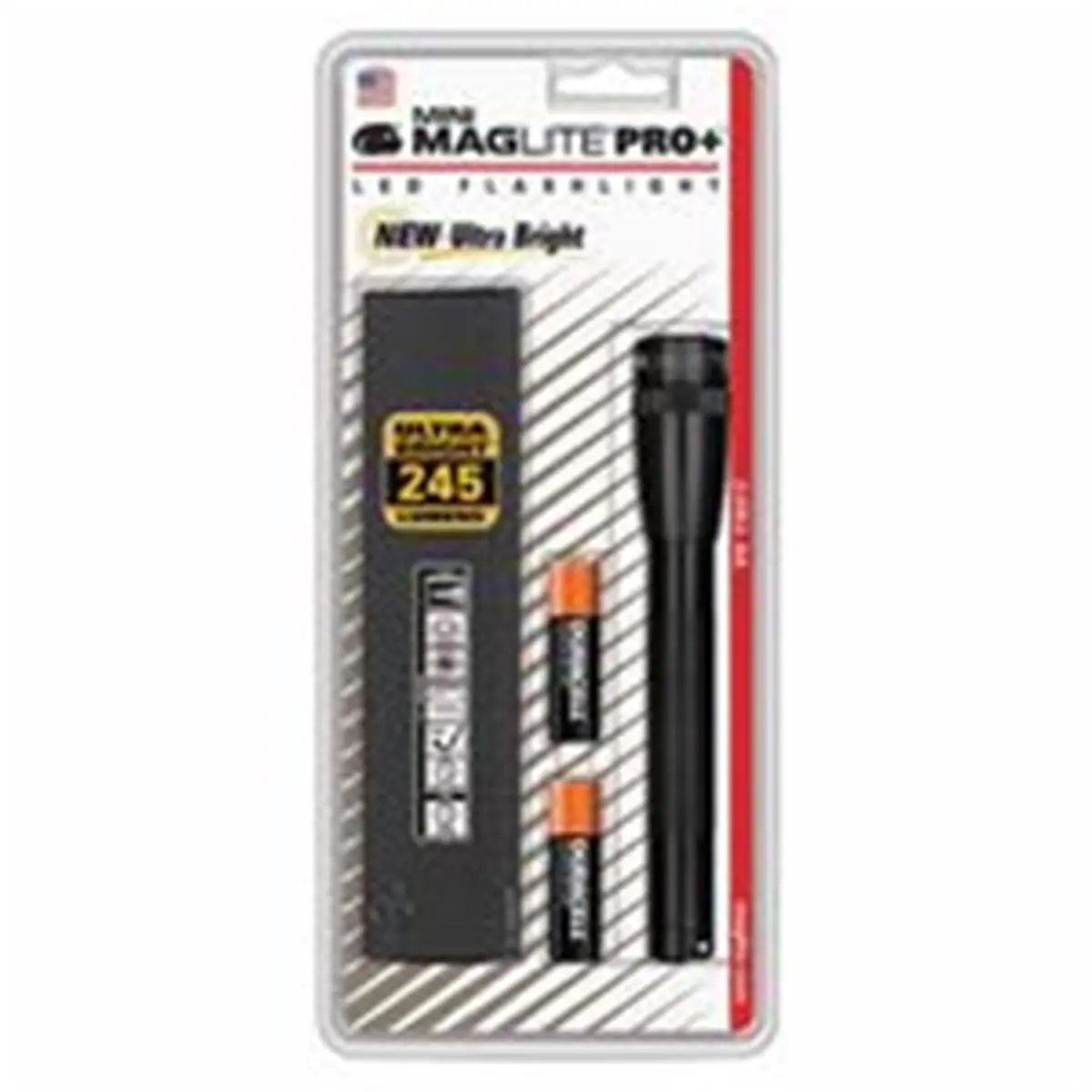 Mag-Lite Mini Pro Handheld Spot Light, Super Bright LED Flashlight, 2 AA Batteries, Black, Blister Pack