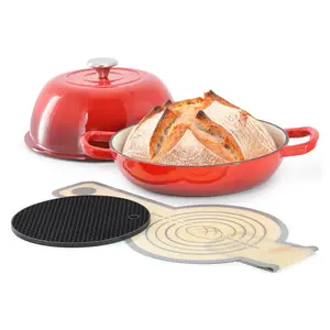 MegaChef 6 Quart Enameled Cast Iron Bread Potw/ Baking Mat