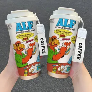 1pc 18oz Stainless Steel Insulated Tumbler, Alien Neighbors Comic Magazine Cover Design, Humorous Style Continues Series, Loved by Fans