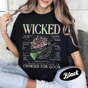 Wicked Changed For Good T-Shirt, Wicked The Musical, Defy Gravity Broomstick Tee, Fun Popular Literary Shirt for Musical Fan