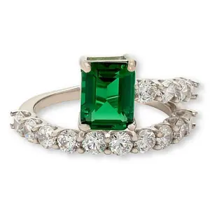 Radiance by Absolute™ 4.57ctw Green Emerald Cut Bypass Ring