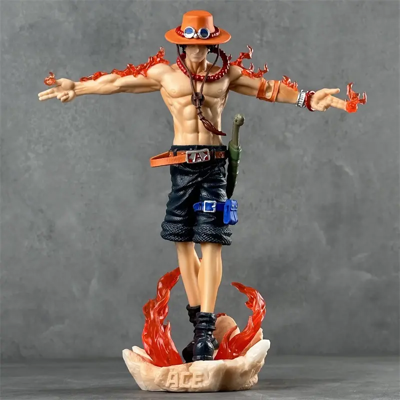 One Piece Arms Out Cross Ace Figure Anime Model Case Toy Decoration