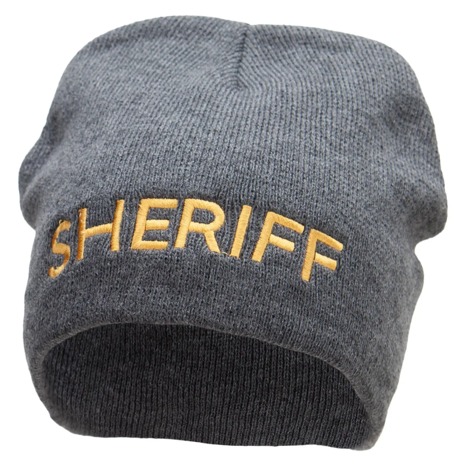Sheriff Embroidered Big Size 8 Inch New Solid Color Short Beanie