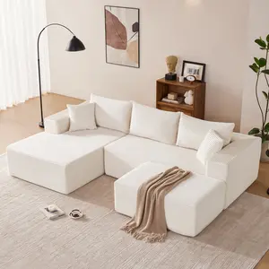 【2-3 Packages】110” Cloud Sectional Couch, Boneless Sofa for Living Room, Modern Modular Couch with Deep Seat, Upholstered Sofa with L-Shaped Chaise, No Assembly Required