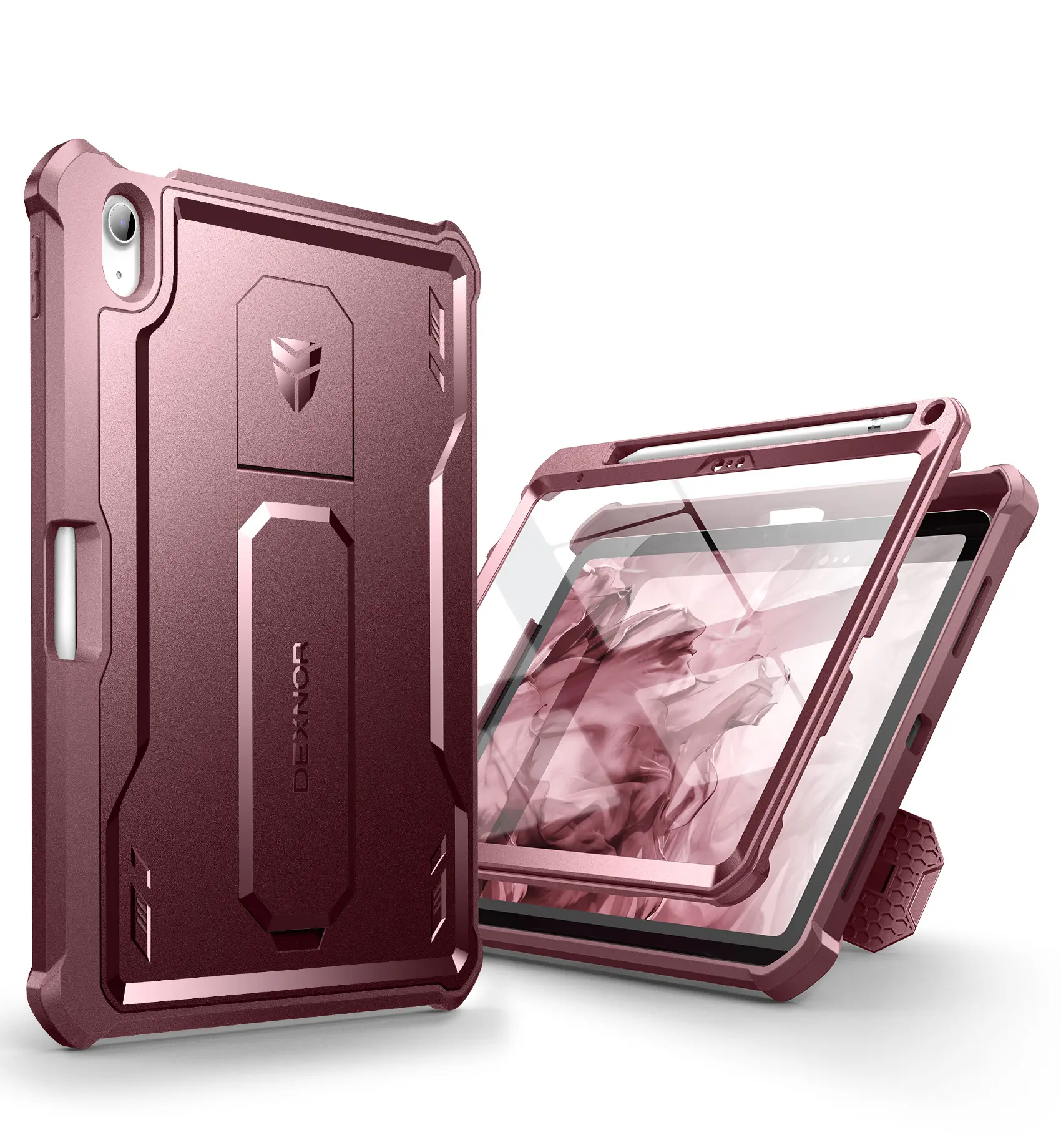 Dexnor Tablet Casing for 10th Generation iPad (2022, 10.9 in) - Heavy Duty Shockproof Full Body Protection with Built-in Screen Protector, Pencil Holder, Kickstand, Hollow Back Tablet Accessories