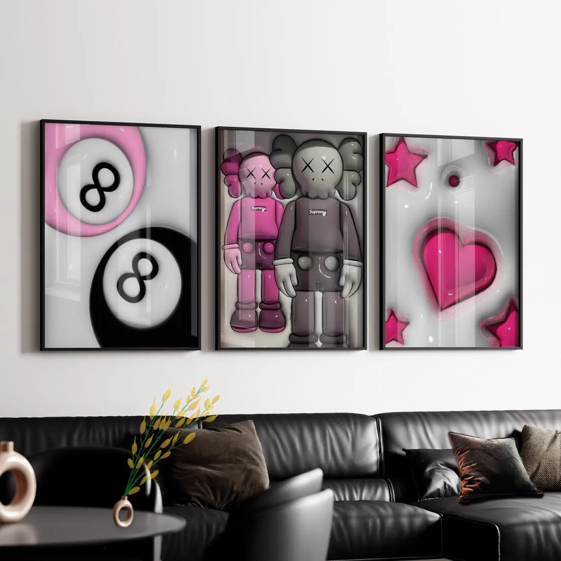 Set Of 3 Hyebeast Poster Room Decor, Hypebast kaws Poster, Cool Wall Art Set, 3D Wall Art, HypeBeast Wall Art, Trendy Wall Art