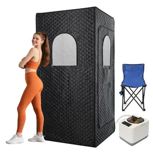 Upgraded Version Portable Sauna for Home Full Body Personal Sauna Steam Sauna Tent at Home Spa with 2.6L 1000W Steam Generator, Foldable Chair, Remote Control, Sauna Box(Black)