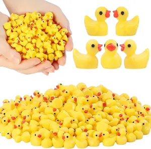 Yellow Mini Resin Ducks 100 Pieces Set of 100 Ducks for Dollhouse Decor, Garden, Aquarium & Party Toys - High-Quality Durable Duct