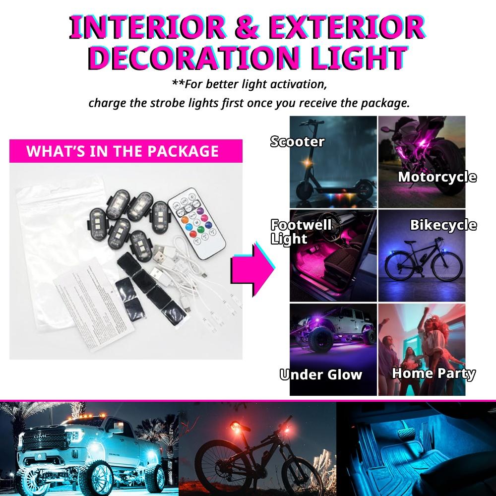 RGB Underglow Light Kit for Car Truck SUV, 10 Mode Wireless LED Atmosphere Lights, Interior Exterior Ambient Lighting Accessories DIY Waterproof Decorative Work Light, Rock Light Style Accent Kit Enhances Vehicle Aesthetic, USB rechargeable Remote Control RGB Underglow Light Kit for Car Truck SUV, 10 Mode Wireless LED Atmosphere Lights, Interior Exterior Ambient Lighting Accessories DIY Waterproof Decorative Work Light, Rock Light Style Accent Kit Enhances Vehicle Aesthetic, USB rechargeable Remote Control
