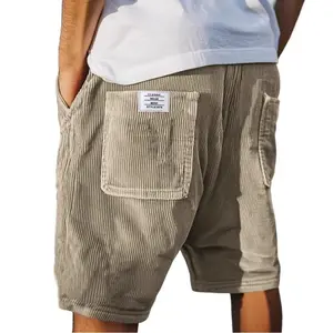 Men'sStyleMulti-PocketEmbroideredLogoVintageCorduroyShorts