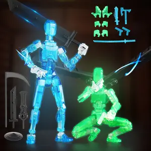 Luminous T13 Action Figure Collection, 2pcs Titan 13 Robot Figurine 3D Printed T13 Action Figure with Articulated Joints, T13 Gift for Collectors And Desktop Decor, Glows in The Dark Blue And Green