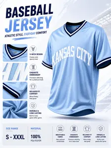 Men's New Style Baseball Jersey, Stretch Breathable Embroidered Button Sports Uniform, Casual Loose Fit for All Seasons