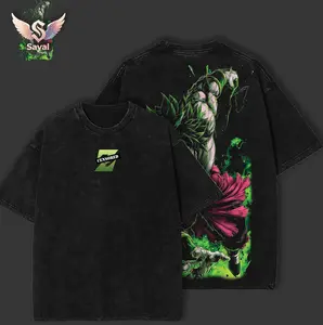 zBROLYz Berserk Strike DBallZ Anime Double Printed Vintage Washed Majin Merch Tee Unisex Oversize Heavyweight Cotton Manga Graphic Crewneck Soft Tops Natural Shade T-shirt Anime Gift Crewneck Gamis Tshirt Top