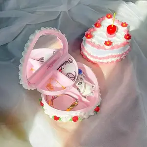 Adorable Heart - Shaped Cake - Inspired Jewelry Boxes - Handmade Resin Trinket Holders with Strawberry Decor.Ideal for Storing Jewelry, Great Bedroom Dresser Decor, Perfect Gifts for Girls, Women & Dessert Lovers, Adding Sweetness to Spaces new  years  de