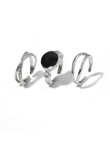 Fashion Geometric Open Ring Set for Women 3 Piece Stackable Adjustable Statement Finger Rings Minimalist Gift Idea