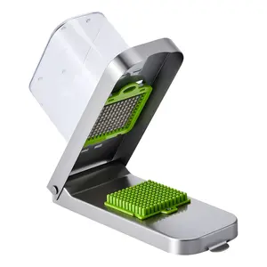 3-in-1 Vegetable Chopper, Manual Veggie Dicer Slicer with 3 Interchangeable Stainless Steel Blades, Onion Cutter with Catch Container for Kitchen Meal Prep Gift