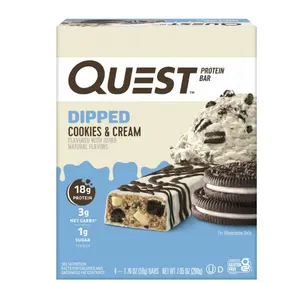 Quest Dipped Cookies and Cream Protein Bar, 4PK