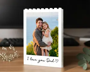 Personalized Dad Photo Building Block, Fathers Day Gift for Dad, Bricks Puzzle Gift for Husband, Birthday Gift from Kids, Family Keepsake