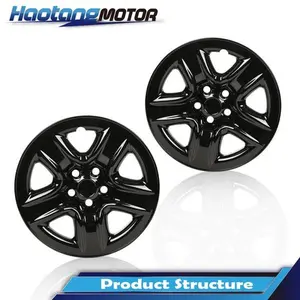 CROSSDESIGN Fit For 2006-2012 Toyota RAV4 17" Black Wheel Hub Caps Full Rim Skin Covers 2PCS