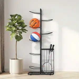 Sports Goods Rack, Multi-functional Sports Ball Storage Rack, Field Storage Rack, Sports Equipment Storage Rack, Basketball Rack Storage Rack Combination Storage Rack, 5 Layers of Black
