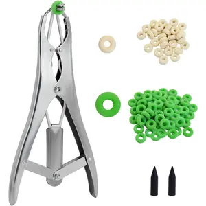 Goat Banding Kit, Stainless Steel Bander Snap Pliers with 70 count 2 Sizes Rings, Ring Installation Tool, Balloon Expander Pliers Tool