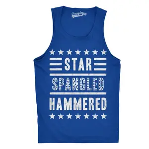 Mens Star Spangled Hammered Funny Shirts Workout Sleeveless Fitness Tank Top Funny Workout Shirt for Men with Plus Sizes Patriotic Tank Top for Men Funny Drinking Sleeveless Tee Novelty Tank Tops for Guys