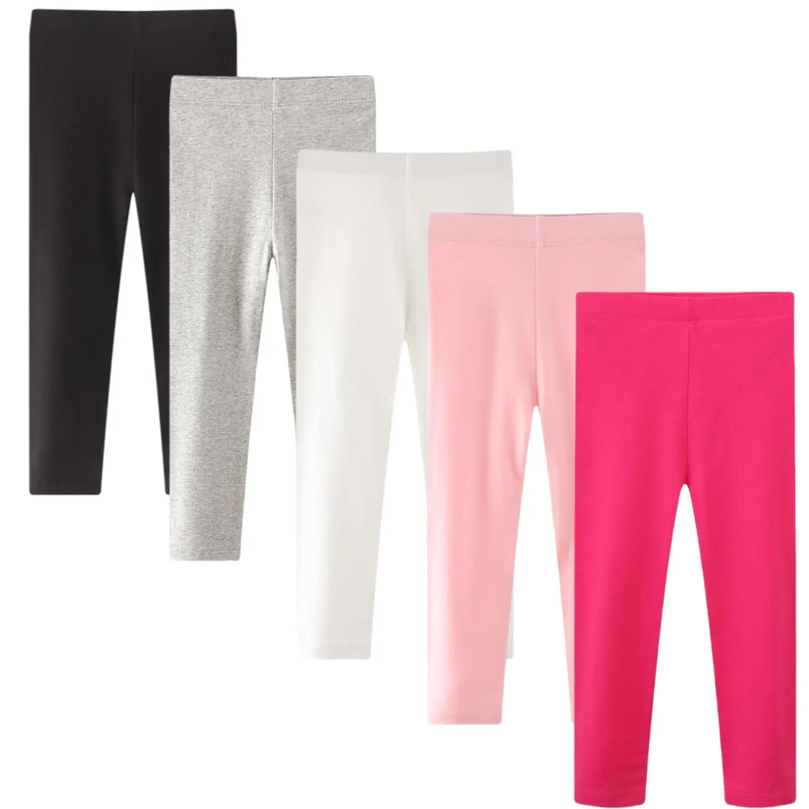 5 Pack Girls Leggings Cotton Leggings for Girls Tights Pants for Kids Toddler Stretchy Full Length Multipack 2-7T