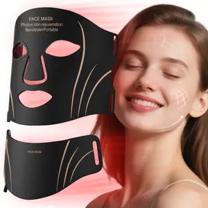 Facego Red Light Mask for Face and Neck, Anti-Wrinkle, Anti-Aging, Facial Skin Care Device, Portable, Lightweight, Rechargeable and Ergonomic Design for Home