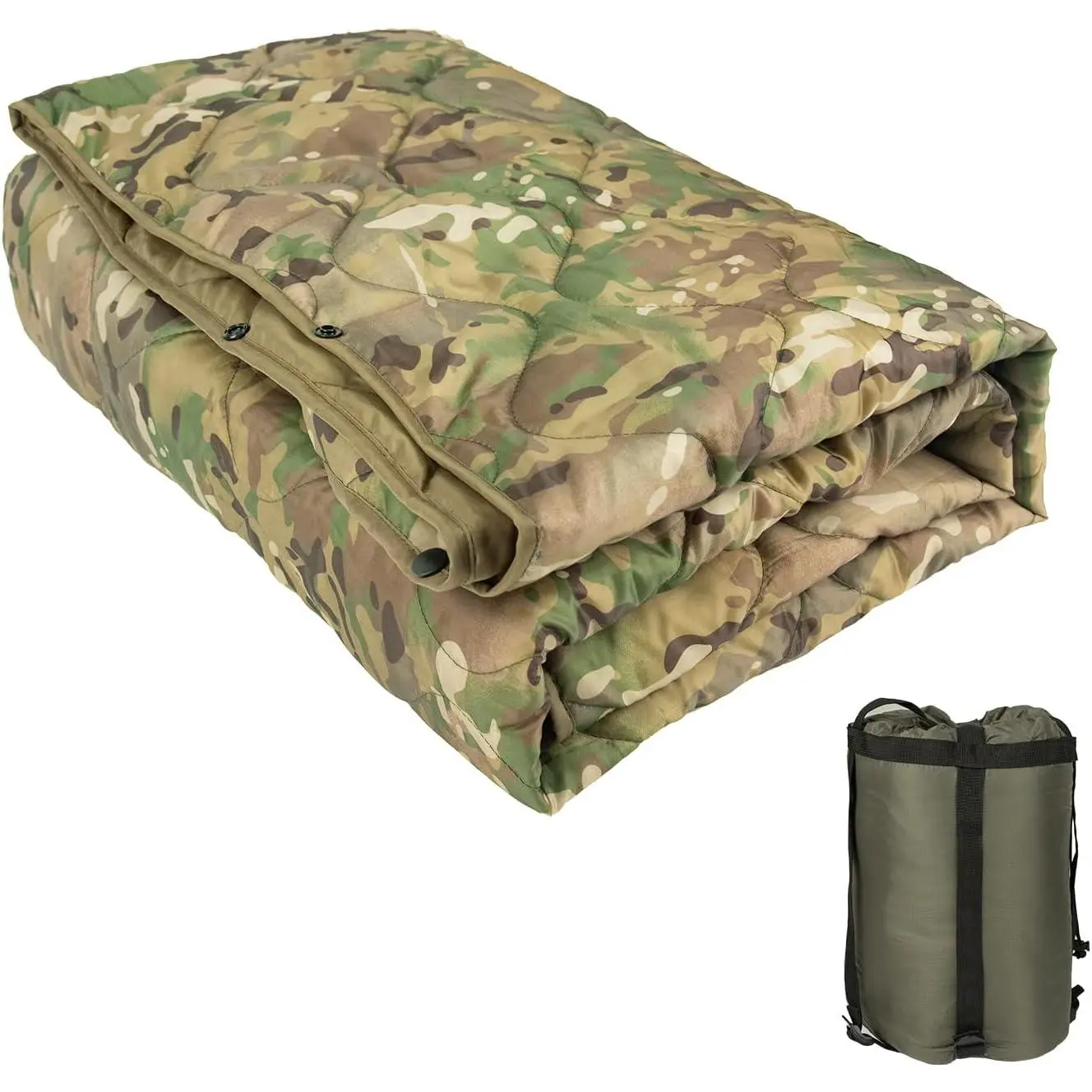 Poncho Liner Military Insulation Blanket Camo with Compression Carry Bag for Outdoors Hiking Jungle Hunting Gear