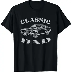 100% CottonFunny Dad Classic Car Graphic T-Shirt
