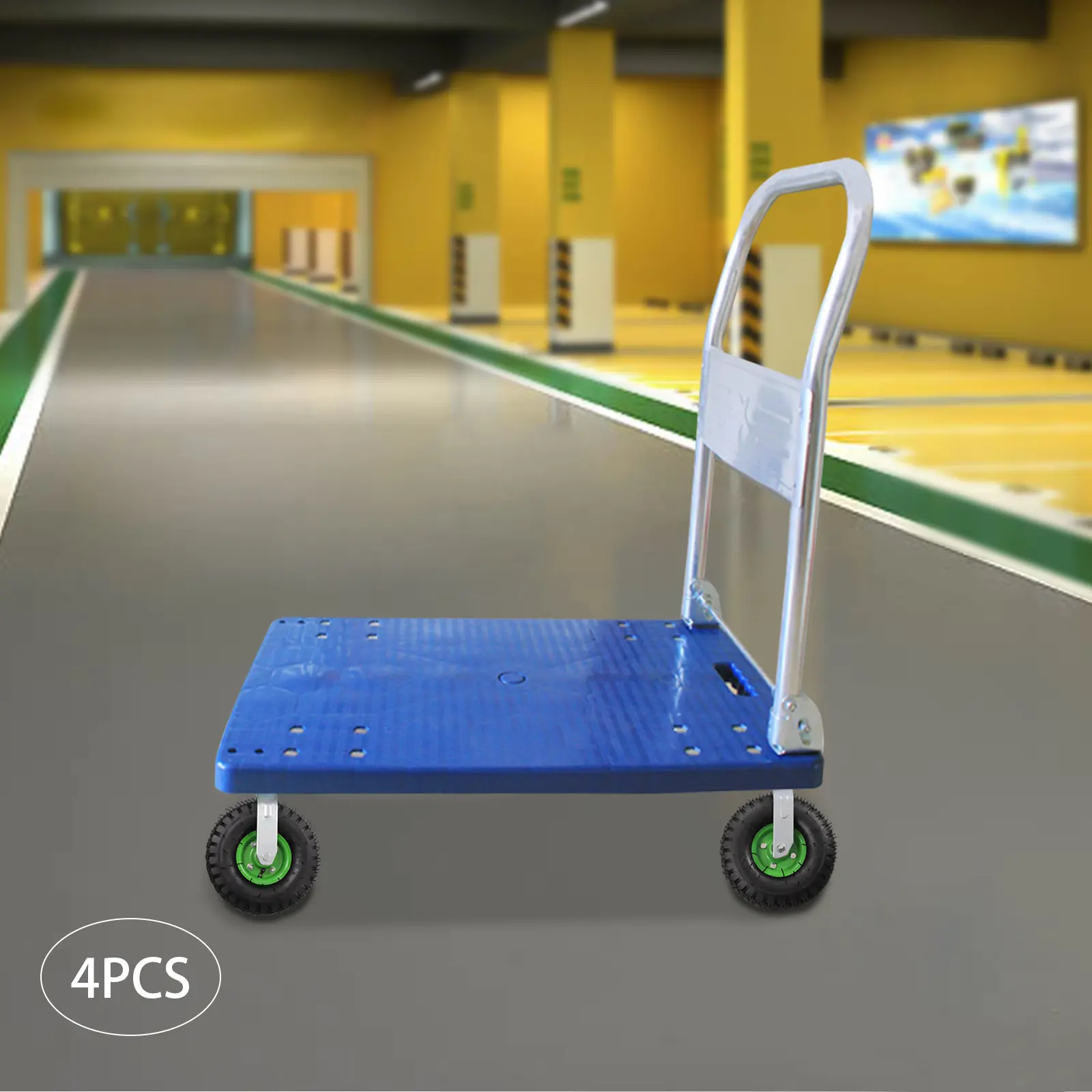 10in Pneumatic Caster Set 4PCS 661LBS Capacity 2 Swivel 2 Rigid Rubber Wheels with Bearings for Cart Furniture