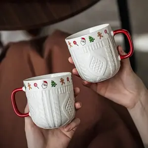 Ceramic Coffee Mug Set, Stylish Coffee Mugs, Elegant Christmas Design, Perfect Gift for Women & Friends, Durable Ceramic Material, Ideal for Daily Use
