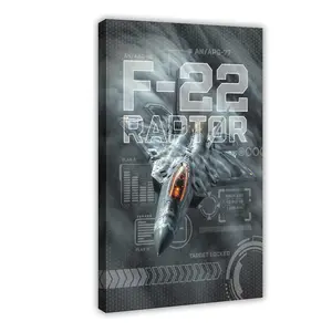 Military F-22 Raptor Jet Fighter Canvas Poster Wall Art Decoration For Home Bedroom Office Living Dorm Room Decor Boys Girls Gift