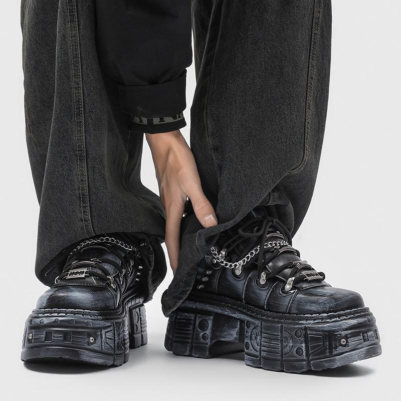 Men's Designer Platform Shoes Vintage Processing Punk Gothic Silhouette Flattering 2026 New