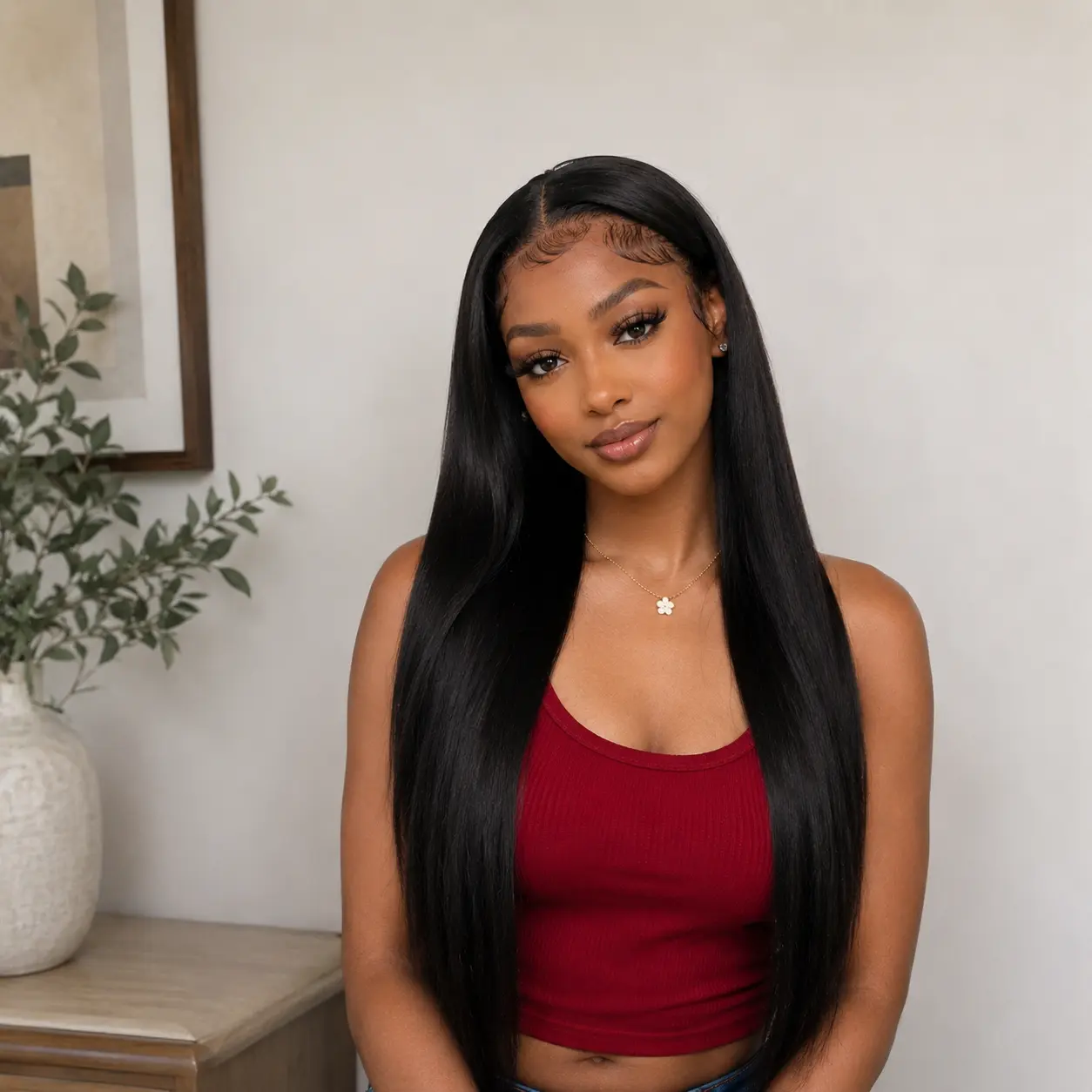 IFLY 13x4 Lace Front Straight Human Hair Wig | 200% Density | 12A Brazilian Virgin Hair | Natural Black | Soft & Silky | 24/26/28 Inch