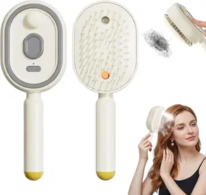 Electric Spray Air Cushion Massage Comb – Self-Cleaning, Anti-Tangle, Anti-Static, Volumizing Hair Brush with Essential Oil Mist Aromatherapy for Hair Care