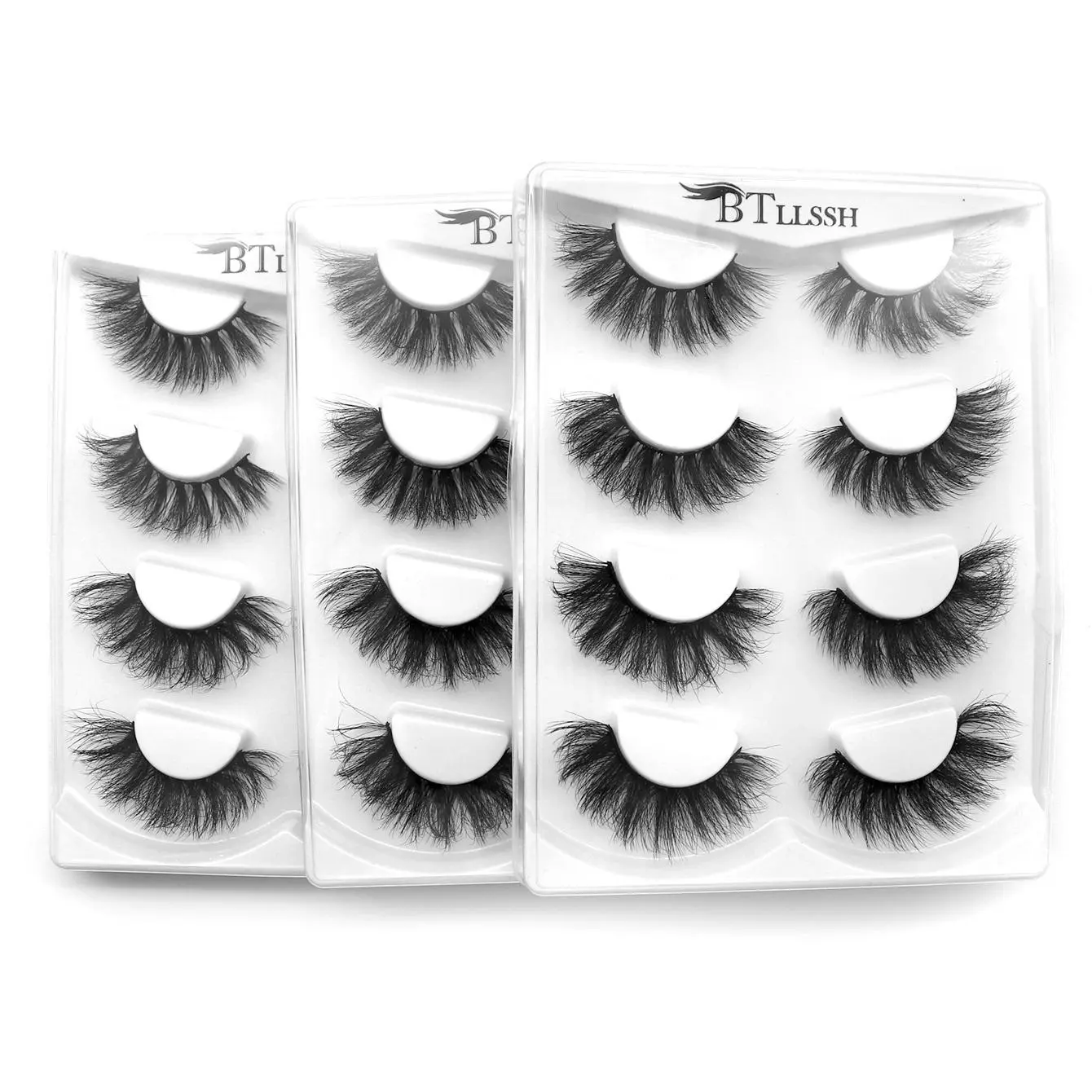 Fluffy False Eyelashes, Fluffy Volume Eyelashes, Natural Curling Eye Makeup Strip Lashes, Volumized  Lashes Extensions for  Women Eye Makeup Enhancement, Eyelash Set