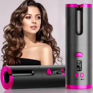 Wireless Automatic Hair Curler, USB Rechargeable, LCD Temperature Control, Anti-Scald Design, Portable Hairstyling Tool for Women