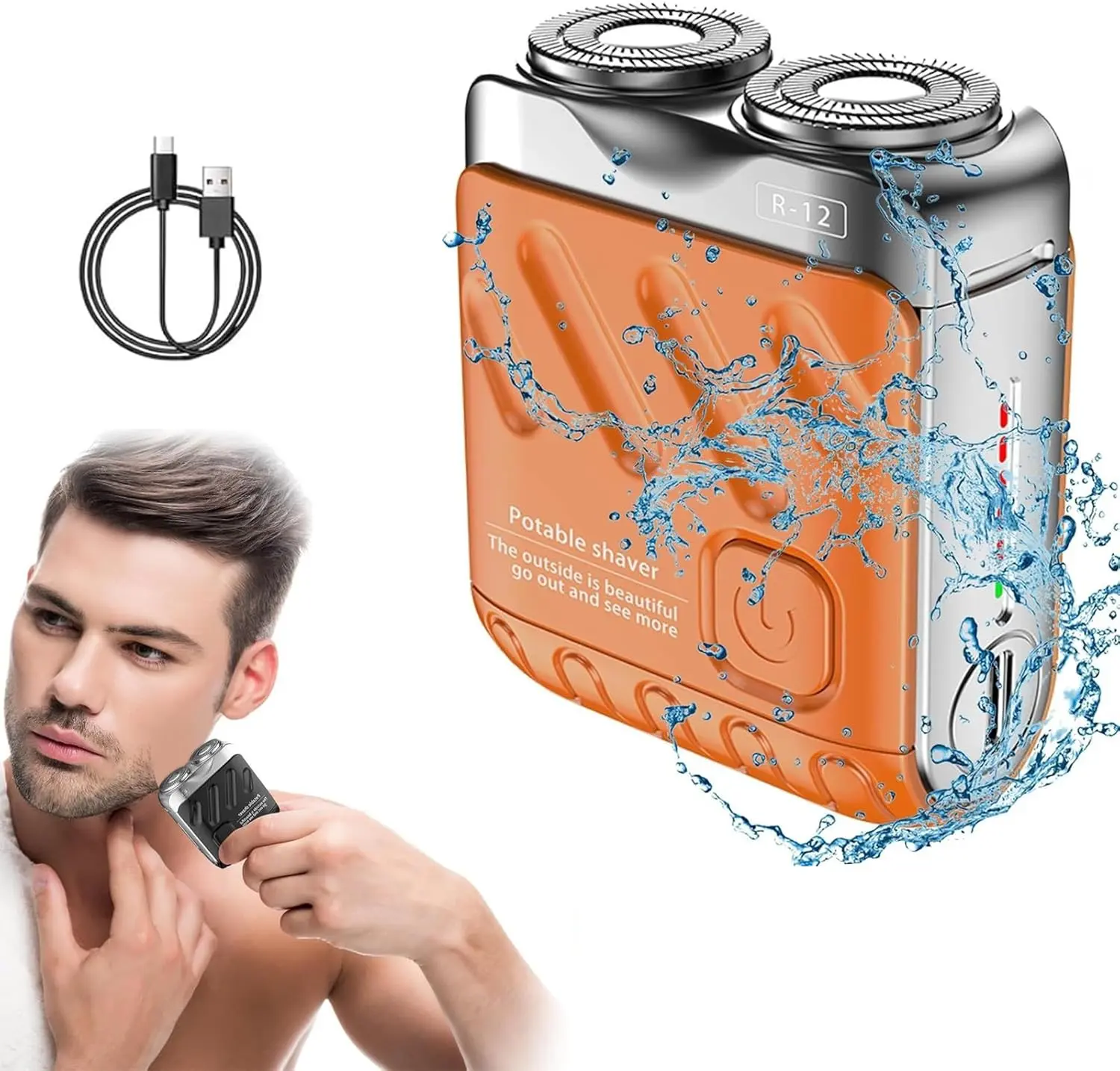 Electric Head & Body Hair Shaver - Mens Cordless Rechargeable Wet/Dry Skull Bald Head Back & Groin Waterproof Razor