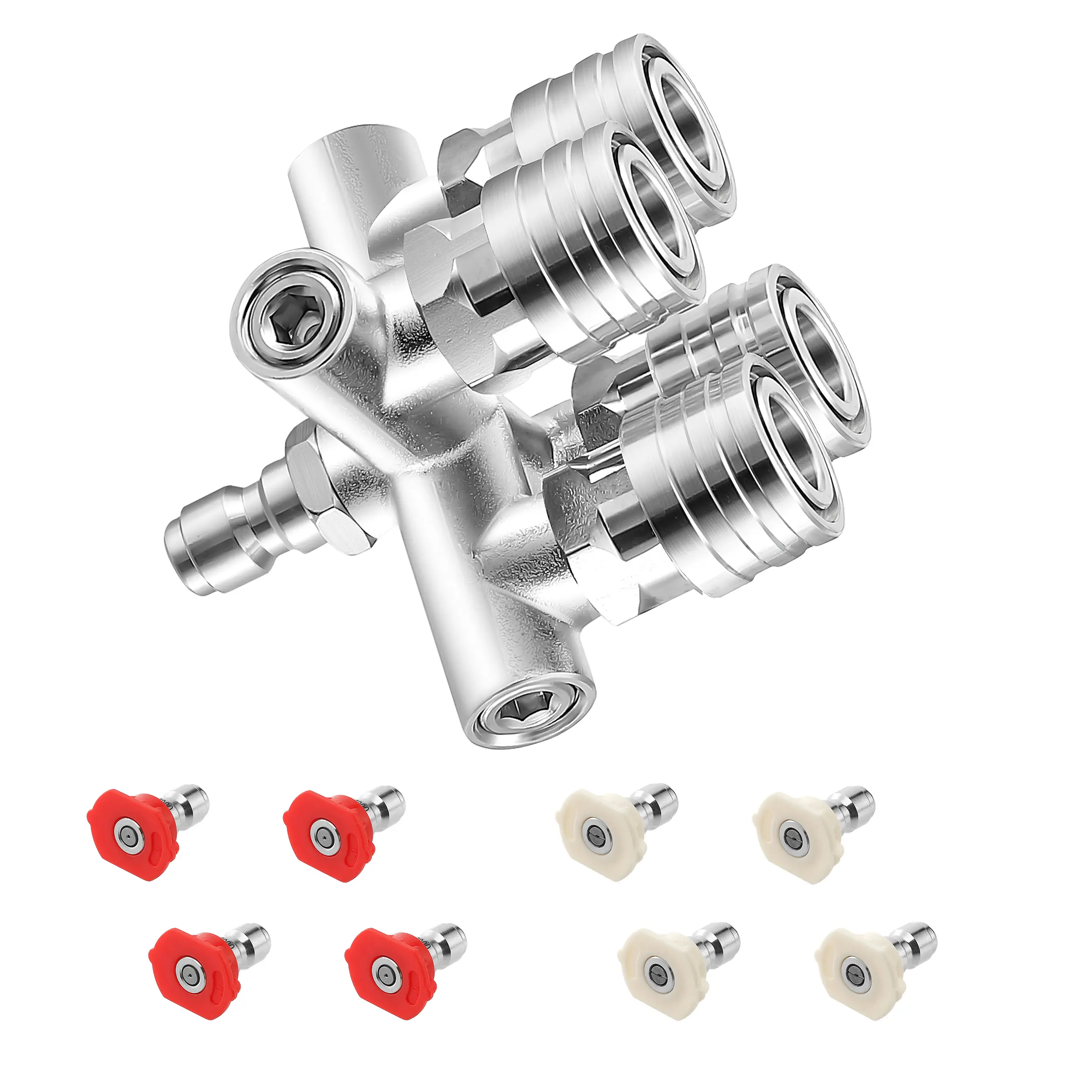 4-in-1 Pressure Washer Tips, Quadruple Pressure Washer Nozzle, 4 Nozzle for Pressure Washer with 8PCS Pressure Washer Spray Nozzles (0 Degree Red & 40 Degree White), 1/4 Inch Quick Connect, 5000 PSI【DealsForYouDays】