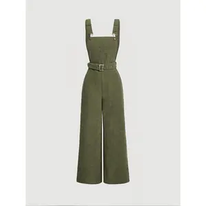 2026 Women's Casual Corduroy Overalls, Adjustable Shoulder Straps Loose Fit Pantsuit Comfortable Style Elastic Waist Long Pants