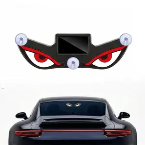 Solar-Powered Dynamic Devil Eyes Emoji Panel - Wireless Rear Window Display, Suction Cup Mount, Cool Auto Decor